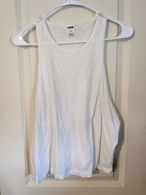 PINK Victoria's Secret White Slub Racerback Tank
